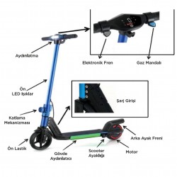 KX-01M 150W Elektrikli Çocuk Scooter - Mavi