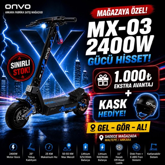 Onvo MX-03 2400W (1200X2) Elektrikli Scooter / MX2026 Serisi